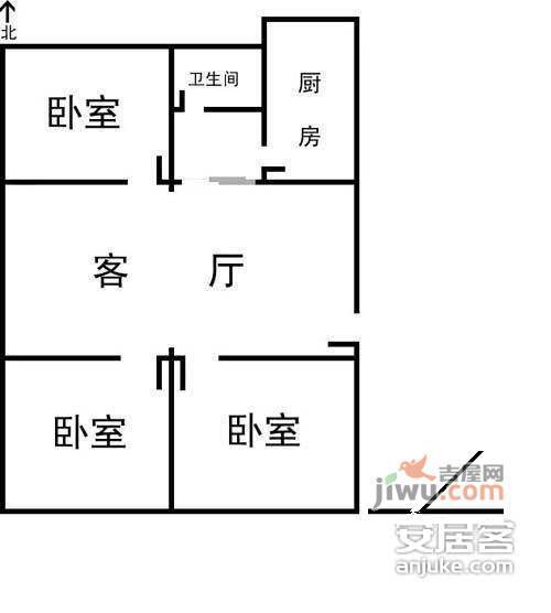 芙蓉里小区3室1厅1卫112㎡户型图