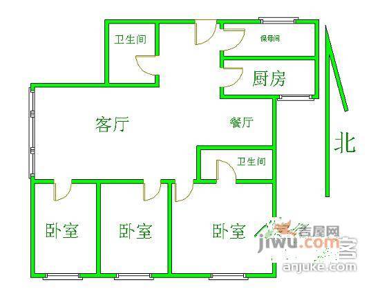 都市网景3室2厅2卫163㎡户型图