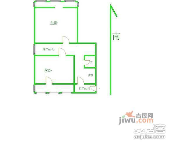 青云2室1厅1卫88㎡户型图