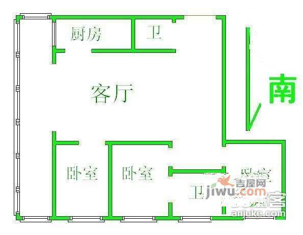 榆苑公寓3室2厅2卫130㎡户型图