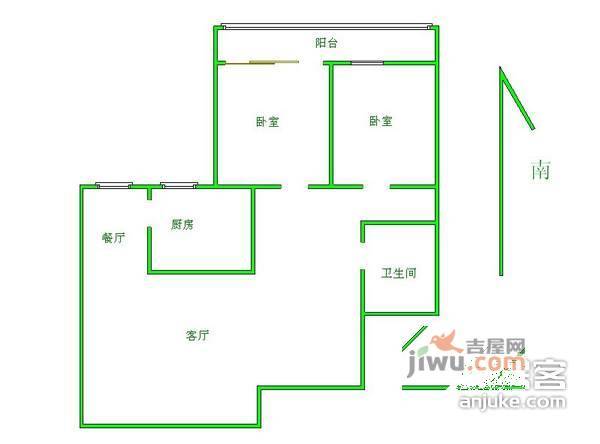 满庭芳园2室2厅1卫400㎡户型图