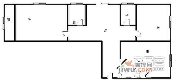 双榆树北路3室1厅1卫102㎡户型图