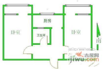 北京大学宿舍2室1厅1卫72㎡户型图