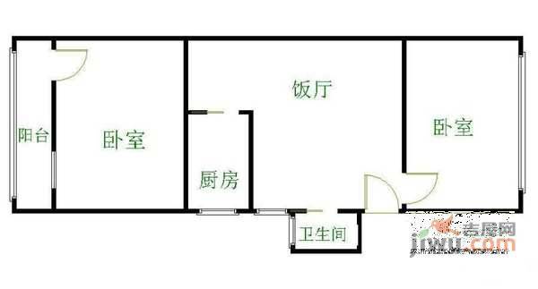 万寿路甲6号院2室1厅1卫60㎡户型图