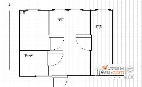 万寿路甲6号院2室1厅1卫60㎡户型图