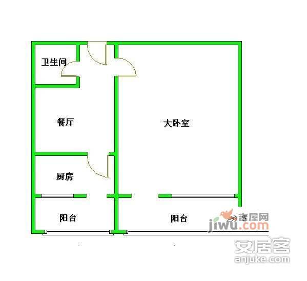 翠微东里1室1厅1卫63㎡户型图