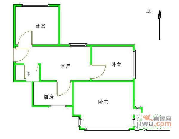 韩庄子小区3室1厅1卫81㎡户型图