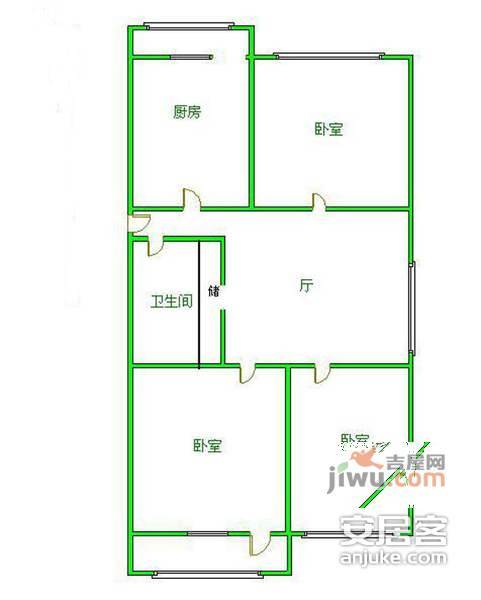 韩庄子3室1厅1卫116㎡户型图