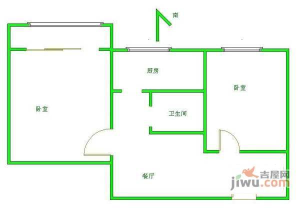 韩庄子西里2室1厅1卫93㎡户型图