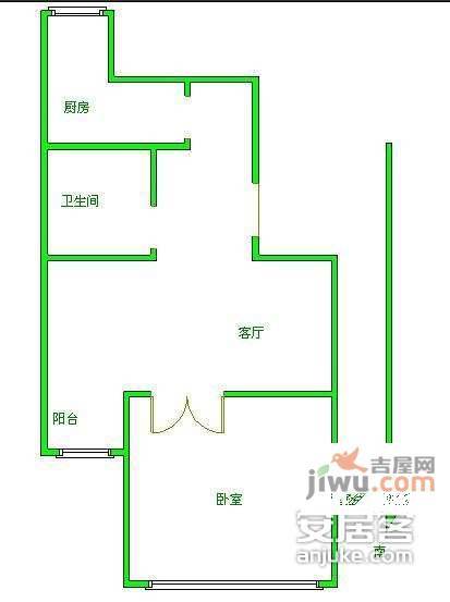 韩庄子西里1室1厅1卫67㎡户型图