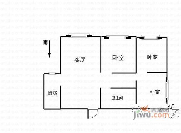 韩庄子西里3室1厅1卫116㎡户型图