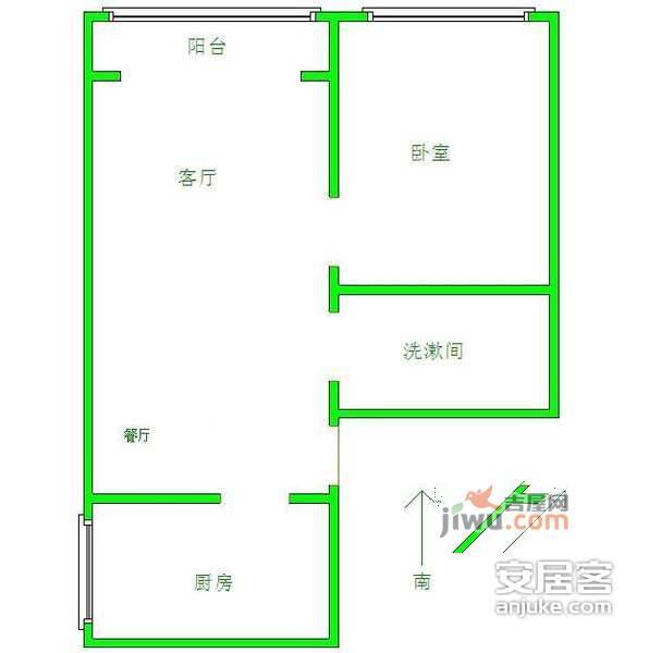 韩庄子西里1室1厅1卫67㎡户型图