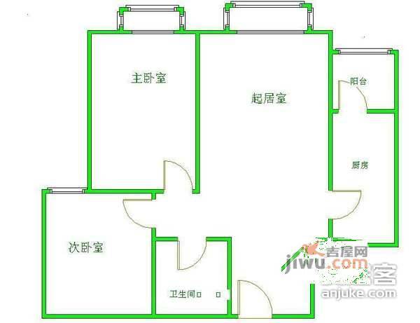 太阳花社区2室1厅1卫90㎡户型图