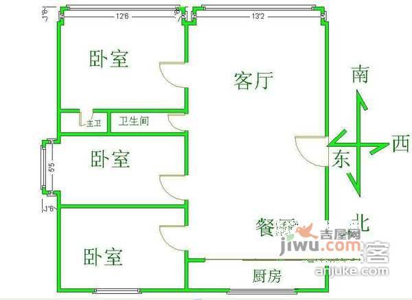 精图雅园3室2厅2卫118㎡户型图