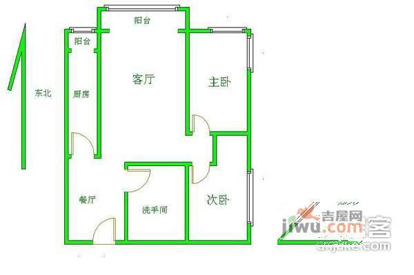 大井北里1室1厅1卫43㎡户型图