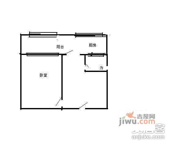 大井北里1室1厅1卫43㎡户型图