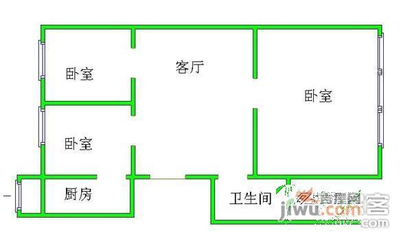 大井南里3室1厅1卫74㎡户型图