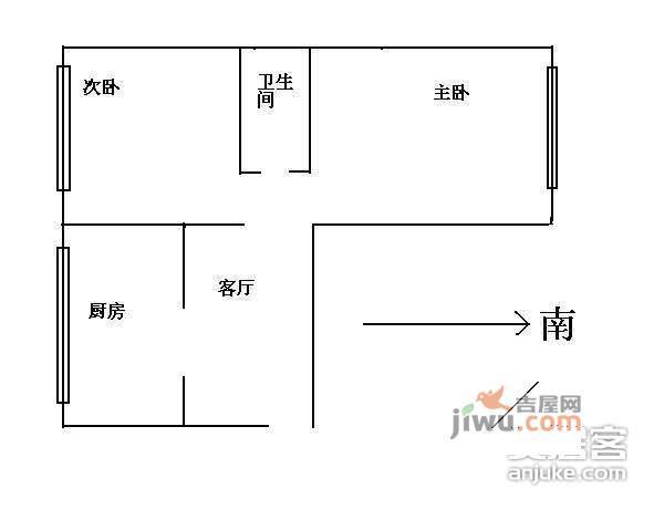 朱家坟一里2室1厅1卫71㎡户型图