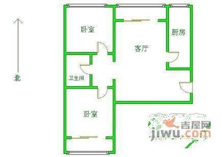 东山坡一里2室1厅1卫62㎡户型图