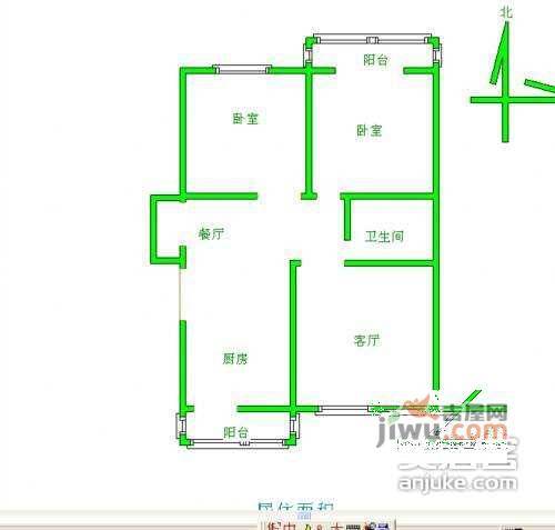 枫泽园2室1厅1卫户型图