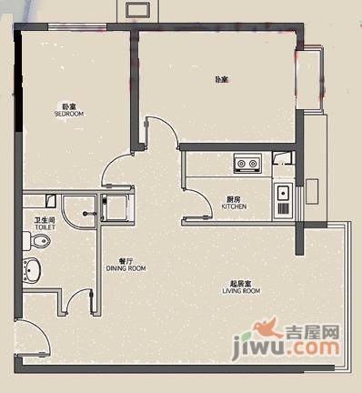 丽泽雅园2室1厅1卫118㎡户型图