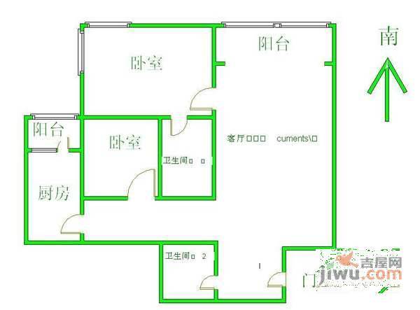 丽泽雅园2室1厅1卫118㎡户型图