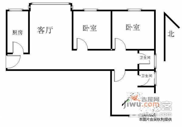 丽泽雅园2室1厅1卫118㎡户型图