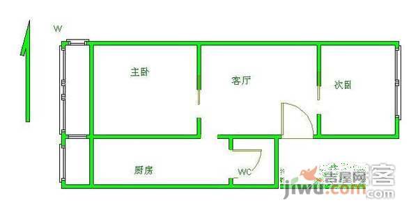 前泥洼三区2室1厅1卫80㎡户型图