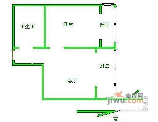 前泥洼三区1室1厅1卫47㎡户型图