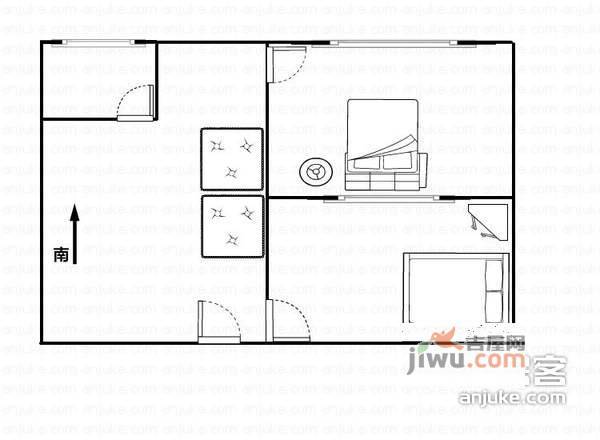 蒲黄榆四里2室1厅1卫61㎡户型图