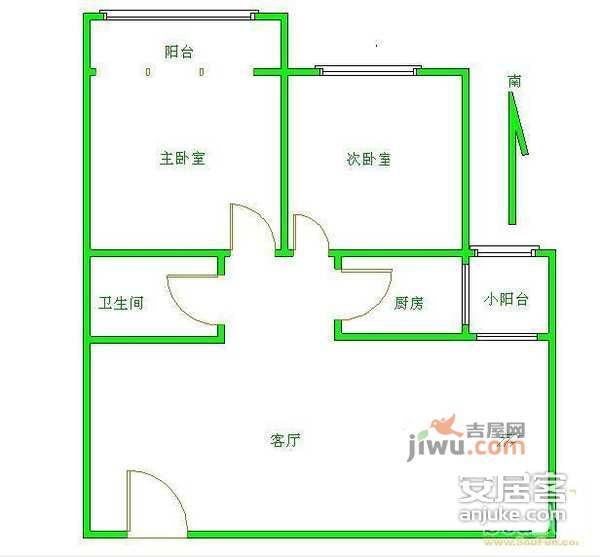 蒲黄榆3室1厅1卫80㎡户型图