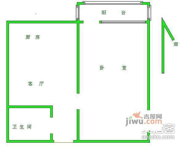 蒲黄瑜三里1室1厅1卫户型图