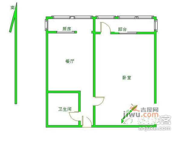 蒲黄瑜三里1室1厅1卫户型图