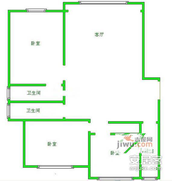 长安新城吟月园3室2厅2卫142㎡户型图