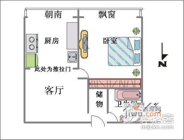 蒲黄榆3号楼1室1厅1卫户型图