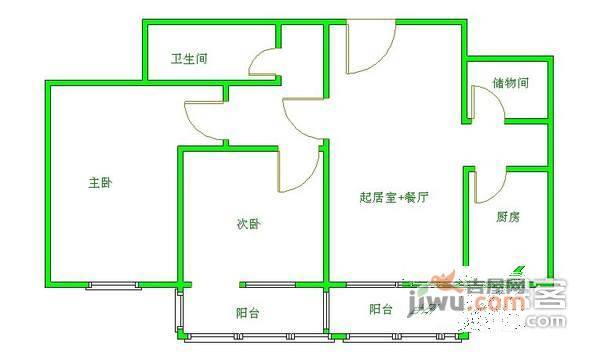 大成里居住区2室2厅1卫105㎡户型图