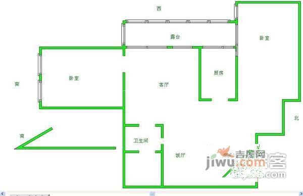 秀安园2室2厅1卫133㎡户型图