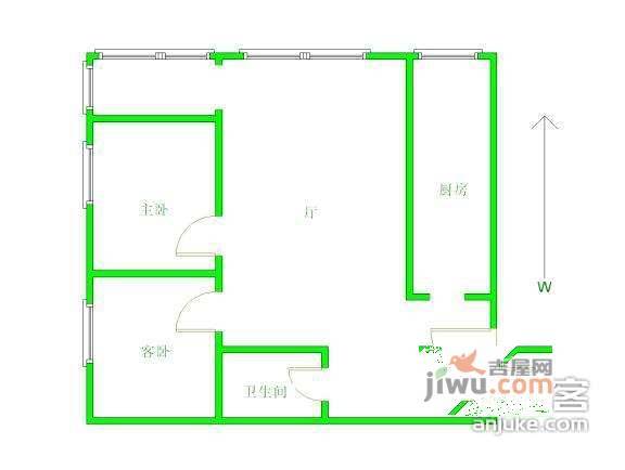 秀碟双座2室2厅2卫100㎡户型图