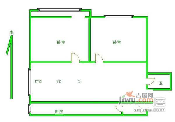 青塔春园2室1厅1卫102㎡户型图