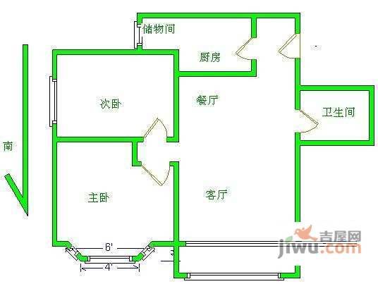 青塔春园2室2厅1卫116㎡户型图