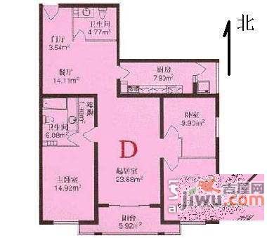 青塔春园3室2厅2卫130㎡户型图