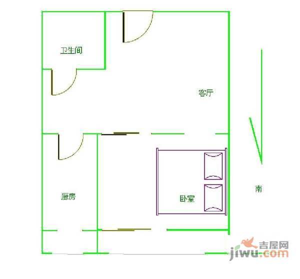 青塔芳园1室1厅1卫50㎡户型图