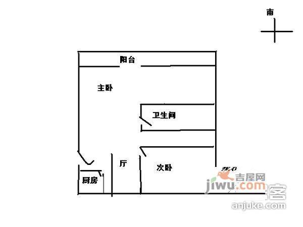 青塔芳园2室1厅1卫86㎡户型图