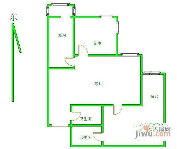 青塔芳园2室1厅1卫86㎡户型图