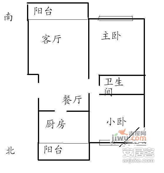 青塔西里5号院2室2厅1卫户型图