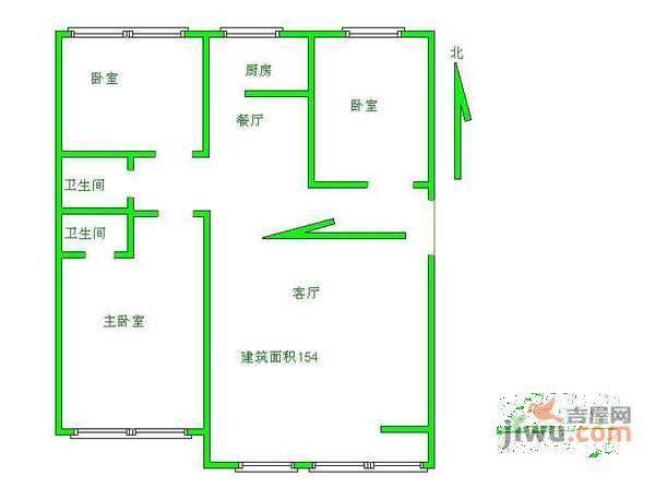 长安新城2室2厅1卫122㎡户型图