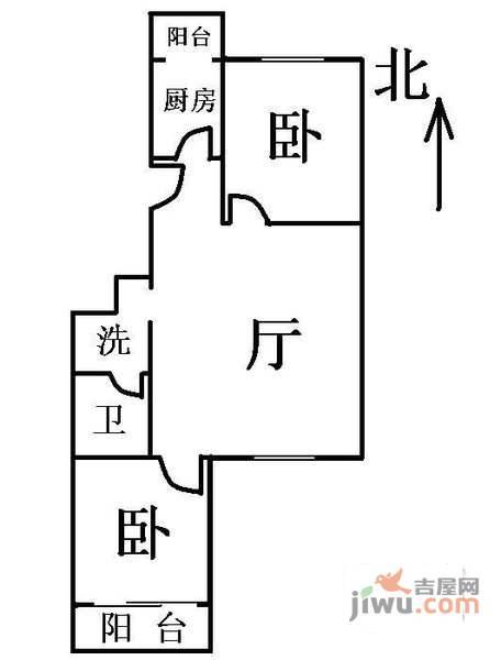 长安新城2室1厅1卫117㎡户型图