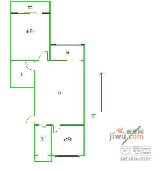 祥和苑2室1厅1卫98㎡户型图