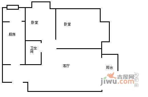 右安雅邻2室1厅1卫109㎡户型图