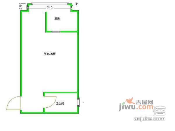 明月嘉园1室1厅1卫61㎡户型图